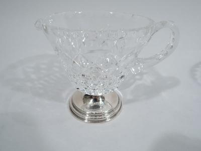 Hawkes Midcentury Modern Sterling Silver and Cut Glass Creamer Sugar