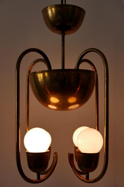 Hayno Focken Unique Bauhaus Art Deco Brass Chandelier or Pendant Lamp by Hayno Focken 1930s
