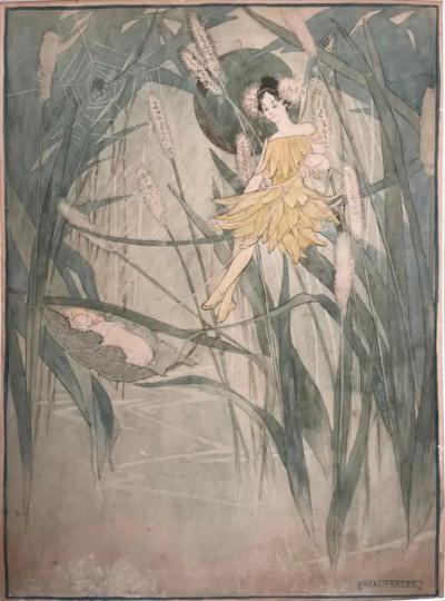 Hazel Frazee Fairy in the Pussy Willows with Baby and Spider Web Fantasy Childrens Book