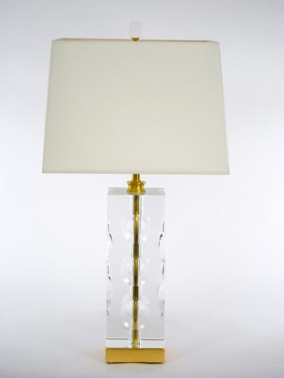 Heavy Cut Glass Italian Art Deco Style Pair Table Lamp