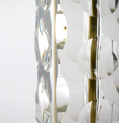 Heavy Cut Glass Italian Art Deco Style Pair Table Lamp