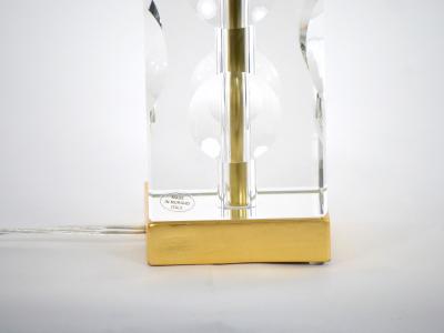 Heavy Cut Glass Italian Art Deco Style Pair Table Lamp