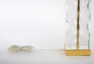 Heavy Cut Glass Italian Art Deco Style Pair Table Lamp