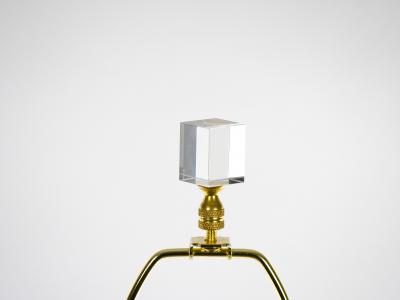 Heavy Cut Glass Italian Art Deco Style Pair Table Lamp
