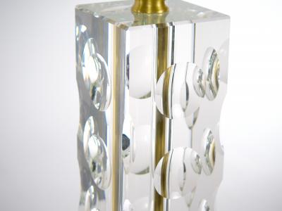 Heavy Cut Glass Italian Art Deco Style Pair Table Lamp