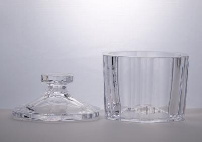 Heavy Orrefors Sweden Cut Crystal Art Deco Style Covered Dish