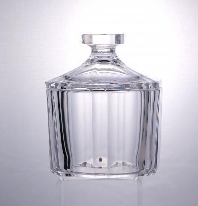 Heavy Orrefors Sweden Cut Crystal Art Deco Style Covered Dish