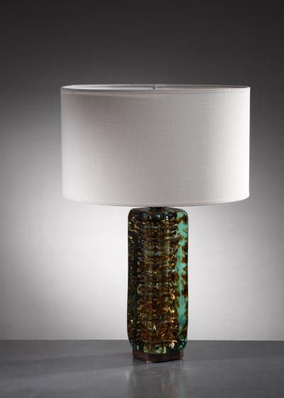 Heavy glass based Italian table or console lamp