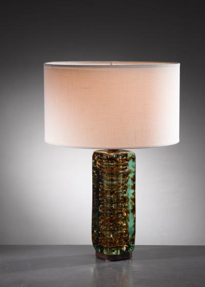 Heavy glass based Italian table or console lamp