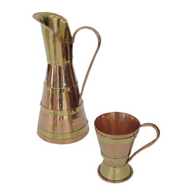 Hector Aguilar Large Handmade Copper Brass Pitcher 6 Cups by Hector Aguilar