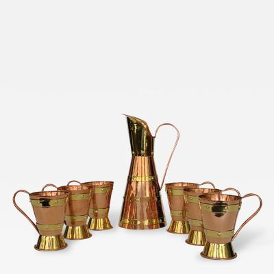 Hector Aguilar Large Handmade Copper Brass Pitcher 6 Cups by Hector Aguilar