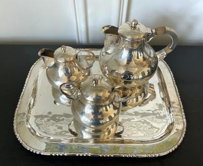 Hector Aguilar Mexican Modernistic Sterling Silver Tea Coffee Set by Hector Aguilar
