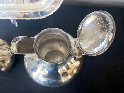 Hector Aguilar Mexican Modernistic Sterling Silver Tea Coffee Set by Hector Aguilar