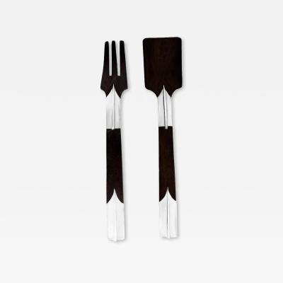 Hector Aguilar Sterling and Ebony Salad Set by Hector Aguilar