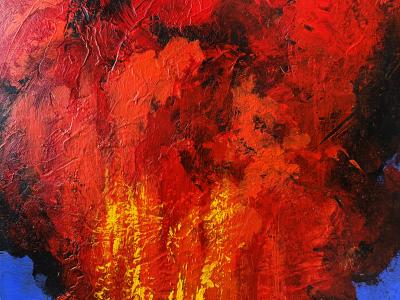 Hector Garrido Erupting Volcano in Hawaii Surreal Painting for Fires of Eden Book Cover
