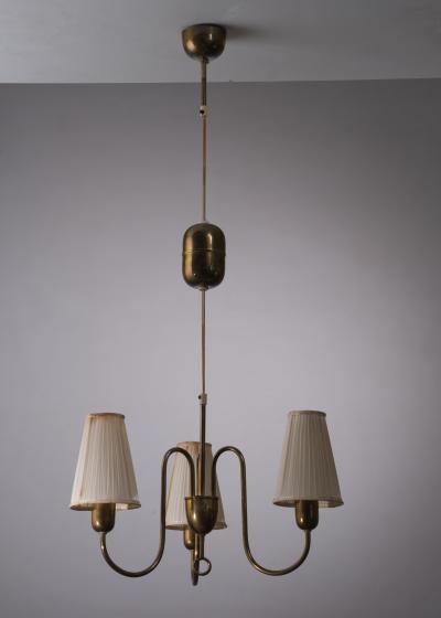 Height adjustable brass chandelier
