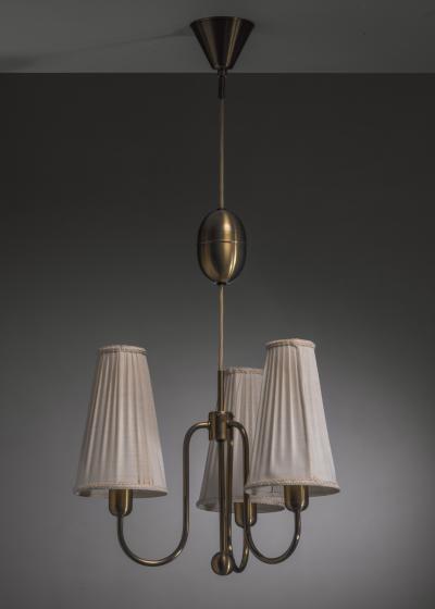 Height adjustable brass chandelier