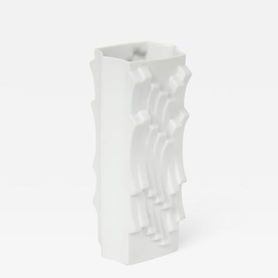 Heinrich Fuchs Mid Century White Relief Vase