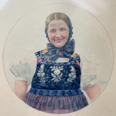 Heinrich Issel Four Water Colors of German Young Women by Heinrich Issel 1920s Germany