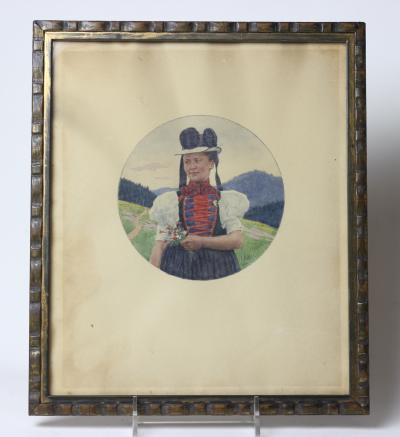 Heinrich Issel Four Water Colors of German Young Women by Heinrich Issel 1920s Germany