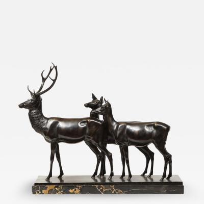 Heinrich Karl Scholz Heinrich Karl Scholz Austria 1880 1937 A Fine Patinated Bronze Group of Deer