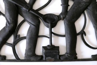 Heinrich Moshage Cast Iron Art Deco Wall Relief Unsere Arbeit by Heinrich Moshage 1929 Germany