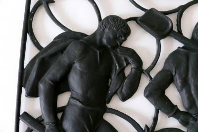 Heinrich Moshage Cast Iron Art Deco Wall Relief Unsere Arbeit by Heinrich Moshage 1929 Germany