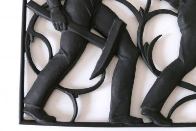 Heinrich Moshage Cast Iron Art Deco Wall Relief Unsere Arbeit by Heinrich Moshage 1929 Germany
