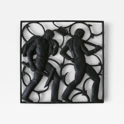 Heinrich Moshage Cast Iron Art Deco Wall Relief Unsere Arbeit by Heinrich Moshage 1929 Germany
