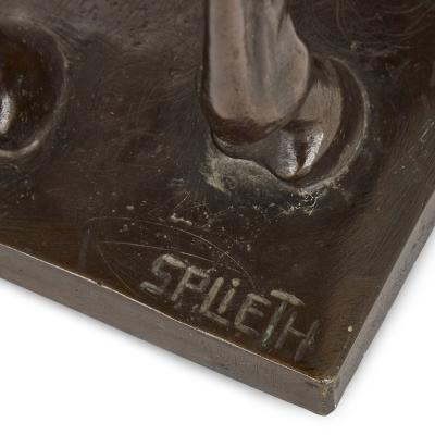 Heinrich Splieth Bronze equestrian rider by Heinrich Splieth