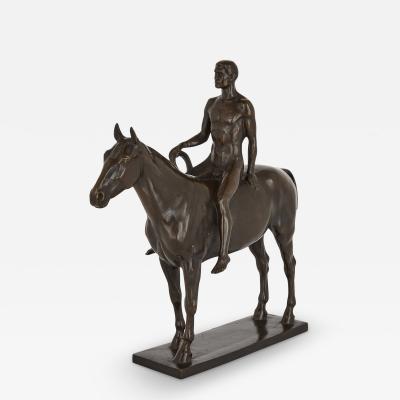 Heinrich Splieth Bronze equestrian rider by Heinrich Splieth