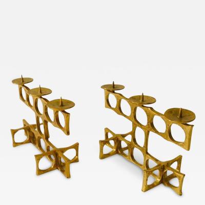 Heinz Goll Pair of Bronze Candelabras by Heinz Goll
