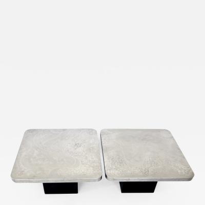 Heinz Lilienthal A Pair of Heinz Lilienthal Etched Stainless Steel Coffee Tables or Side Tables