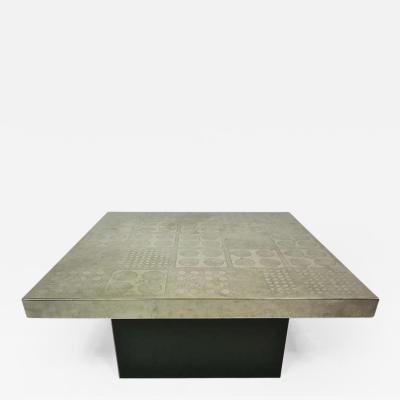 Heinz Lilienthal Etched Metal Coffee Table by Heinz Lilienthal