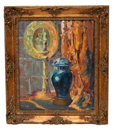 Helen Hafer Table Scene by Helen Hafer Laguna Beach Artist Framed