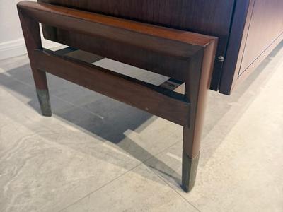 Helen Hobey American Modern Walnut and Bronze Credenza Helen Hobey for Baker 1950s