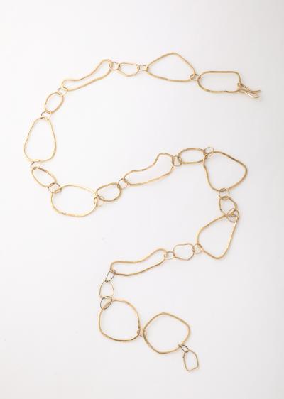 Helen Weller 18 Karat Gold Hand Hammered Chain with Changeable Gems