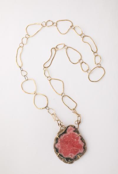Helen Weller 18 Karat Gold Hand Hammered Chain with Changeable Gems