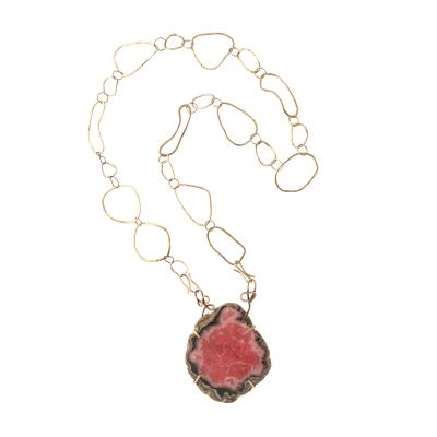 Helen Weller 18 Karat Gold Hand Hammered Chain with Changeable Gems