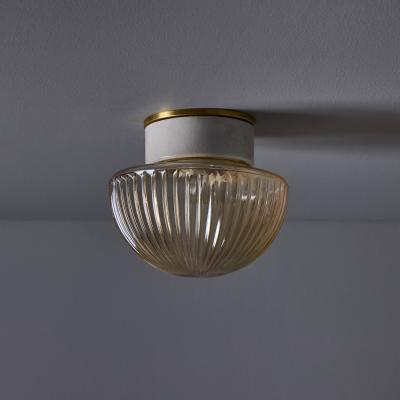 Helena Tynell 1960s Swedish Modern Pressed Amber Glass Porcelain Wall or Ceiling Lamp