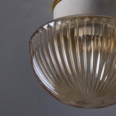 Helena Tynell 1960s Swedish Modern Pressed Amber Glass Porcelain Wall or Ceiling Lamp