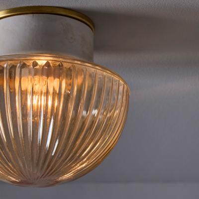 Helena Tynell 1960s Swedish Modern Pressed Amber Glass Porcelain Wall or Ceiling Lamp
