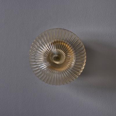 Helena Tynell 1960s Swedish Modern Pressed Amber Glass Porcelain Wall or Ceiling Lamp