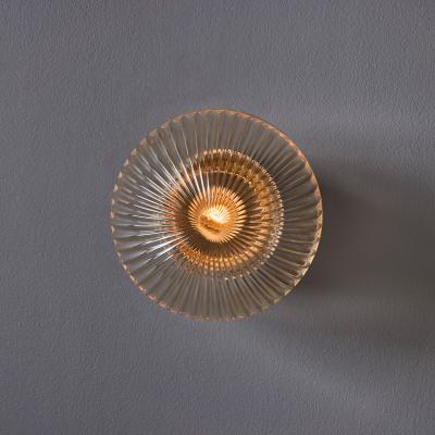 Helena Tynell 1960s Swedish Modern Pressed Amber Glass Porcelain Wall or Ceiling Lamp