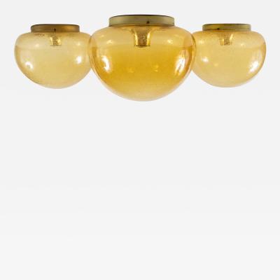 Helena Tynell Large 1960s Helena Tynell Amber Glass Flush Mount