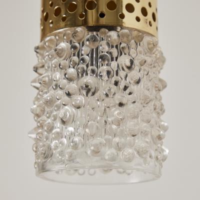 Helena Tynell Pair of 1960s Brass and Bubble Glass Pendants by Helena Tynell