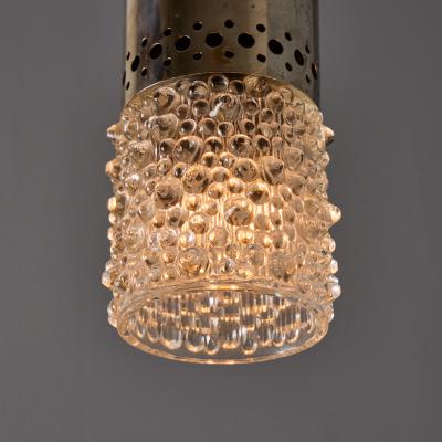 Helena Tynell Pair of 1960s Chrome Metal and Bubble Glass Pendants by Helena Tynell
