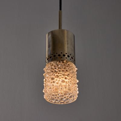 Helena Tynell Pair of 1960s Chrome Metal and Bubble Glass Pendants by Helena Tynell
