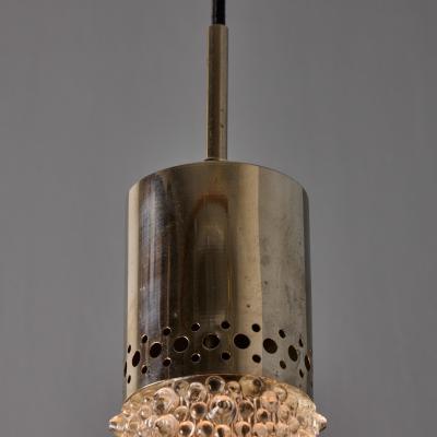 Helena Tynell Pair of 1960s Chrome Metal and Bubble Glass Pendants by Helena Tynell