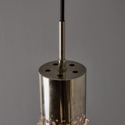 Helena Tynell Pair of 1960s Chrome Metal and Bubble Glass Pendants by Helena Tynell